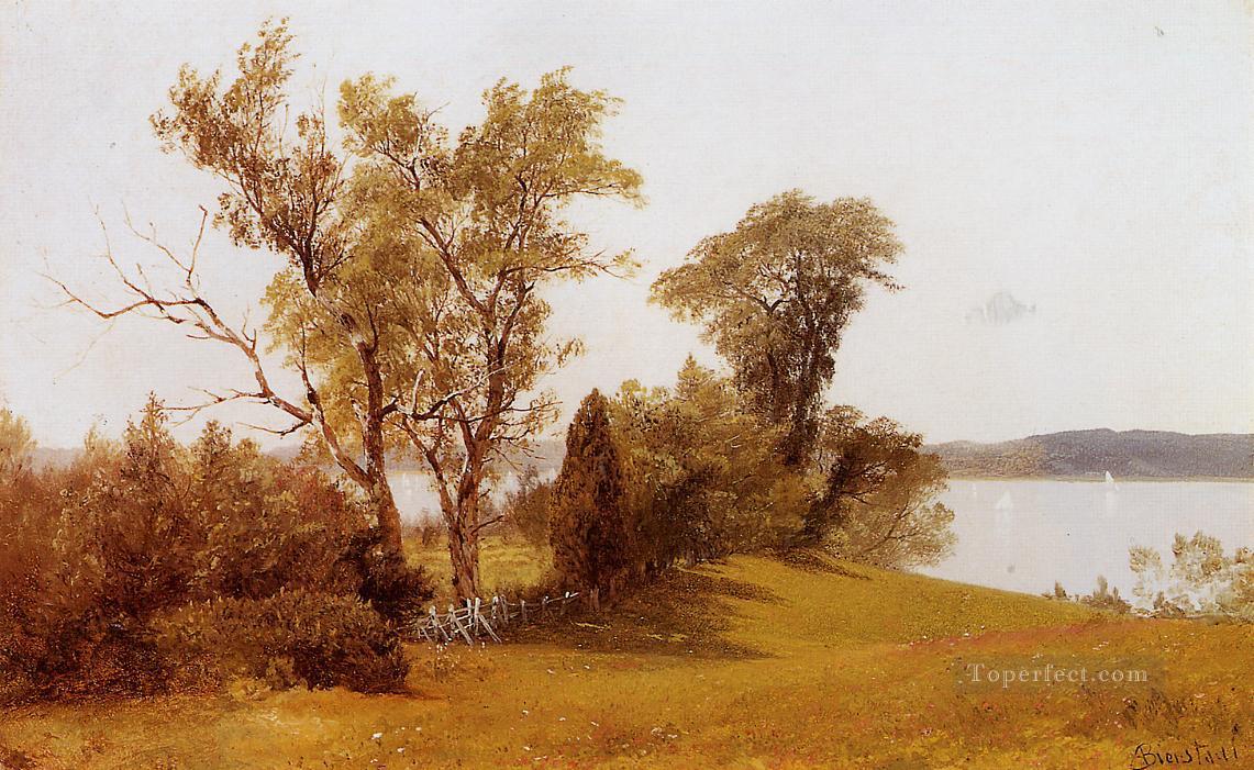 アーヴィントンのハドソン川の帆船 ルミニズムの風景画 アルバート・ビアシュタット油絵